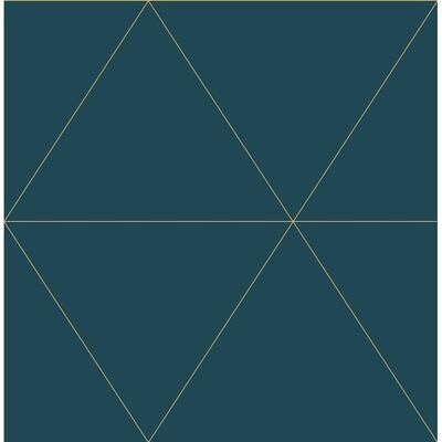 Brewster Twilight Teal Modern Geometric Wallpaper - 20.5in x 396in x 0.025in