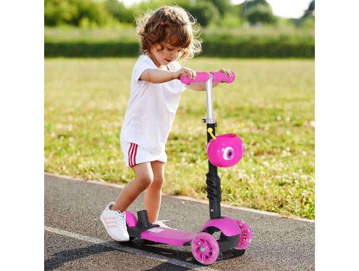 HOMCOM Trottinette 3 Roues Évolutive Rose Réglable