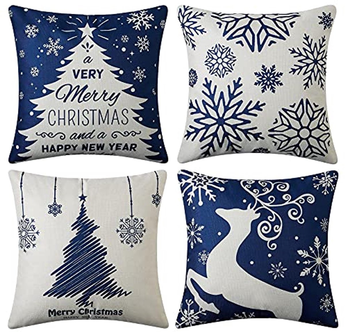 Set van 4 decoratieve kussenslopen met kerstpatroon