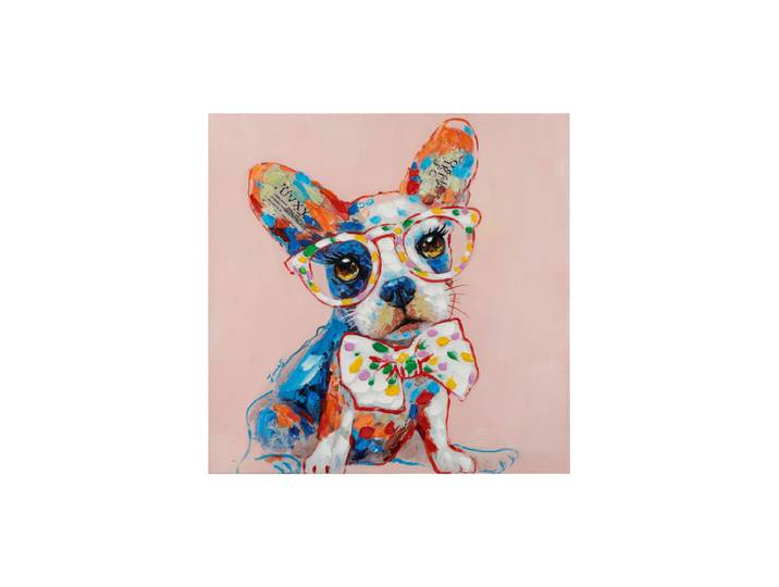 Handbemaltes Bild „Lustiger Hund mit Brille“ 70 x 70 cm Multicolor Crea Collection
