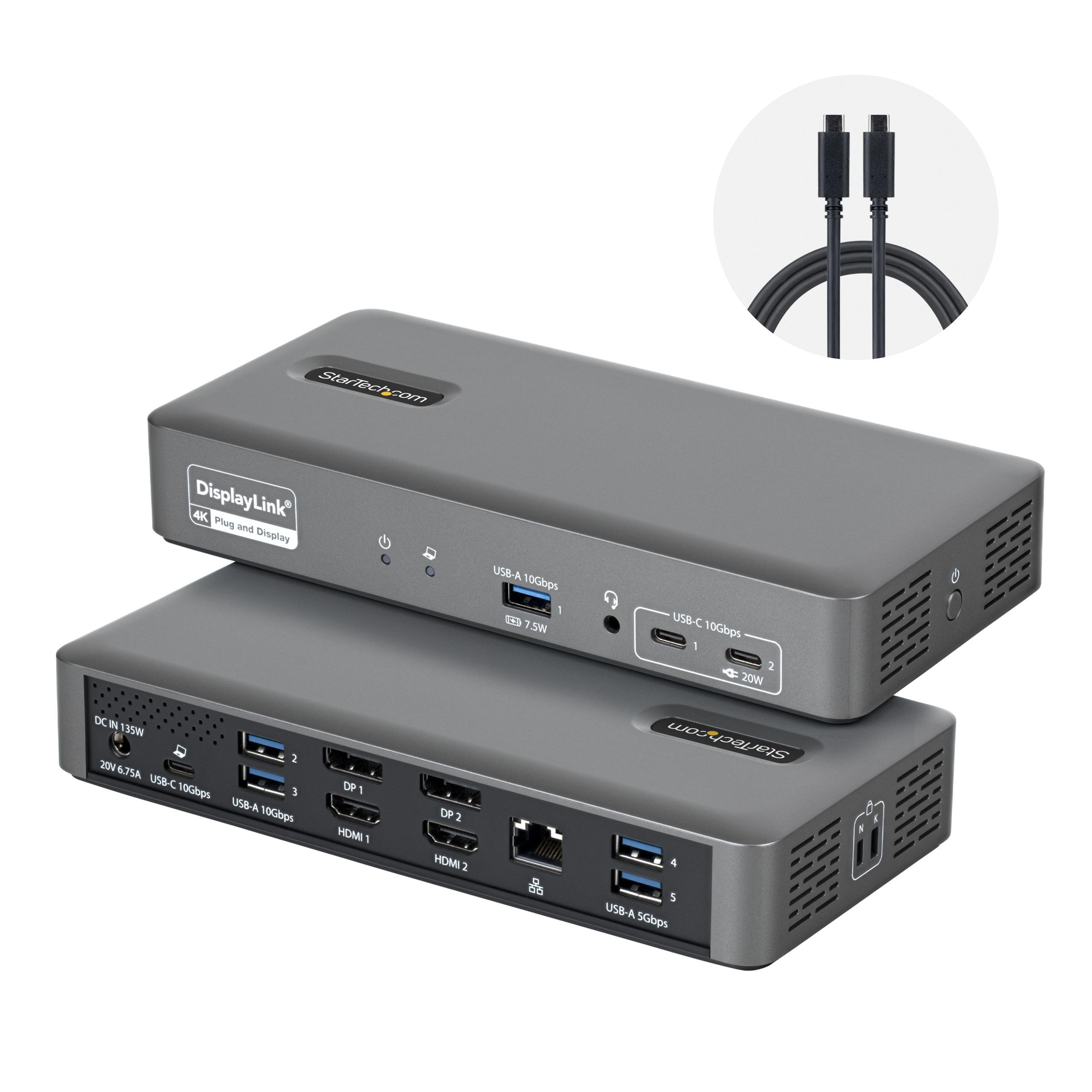 StarTech.com USB-C Dockingstation Dual 4K 60 Hz 96W PD DisplayLink HDMI/DP