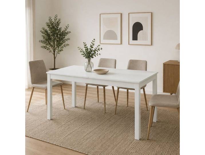 Table extensible Lireli Dmora en bois mélaminé blanc 160x80x76h cm
