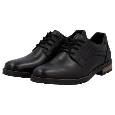 Schnürschuh RIEKER, Herren, Gr. 42, schwarz, Leder, Schuhe Schnürschuh, mit dezentem Logoschriftzug, Freizeitschuh, Halbschuh, Schnürschuh