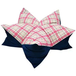 Aumüller Sternenkissen Karo, Beige / Blau - 70 cm - Liegekissen für Hunde und Katzen