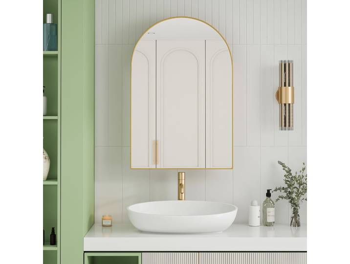 Armoire À Miroir Cintrée Élégante\, Armoire À Pharmacie Encastrée\, Armoire Murale Avec Cadre En Métal\, Miroir Et Étagères Réglables\, Armoire À Miroir Avec Rangement Pour Salle De Bain\, Salon Et Chambre