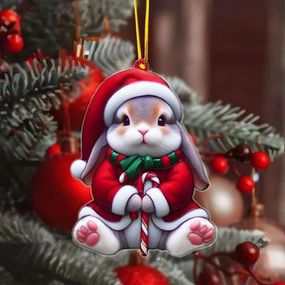 Inspire Select Cartoon Acrylic Christmas Tree Hanging Ornament 2D Flat Xmas Tree Pendant For Holiday Tree & Home Decor squirrel