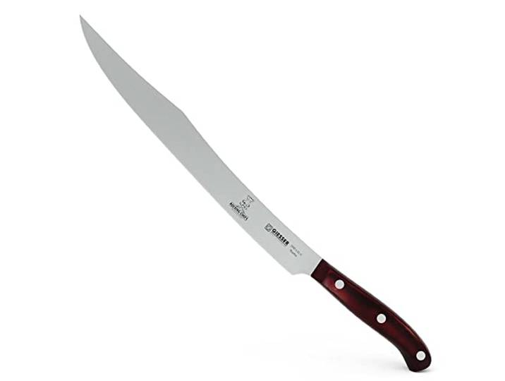 Giesser seit 1776 - Made in Germany - Tranchiermesser 31 cm Rocking Chefs, PremiumCut Slicer No 1, Schinkenmesser, Micarta, rot, genietet, rostfrei, deutsches Grillmesser scharf