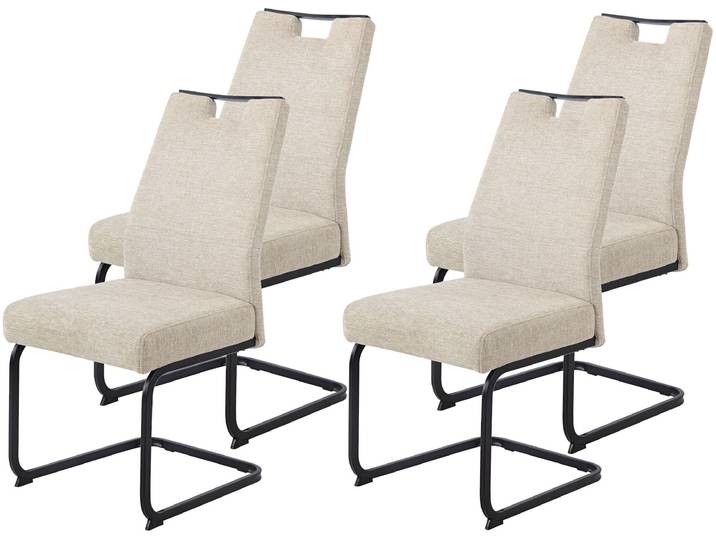 Freischwinger HELA KERTIN , beige (beige, schwarz), B:48cm H:100cm T:64cm, Metall, Polyester, Stoff, Stühle, Freischwinger, XL Sitzbreite, Griff, Federkorb, 140kg belastbar