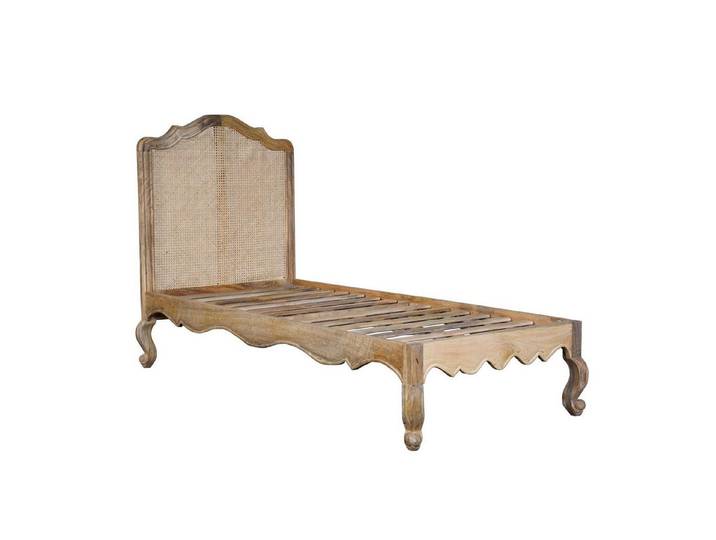 baario Massivholzbett Bettgestell WIENER 90x200 massiv, Geflecht Massivholz Antik Design