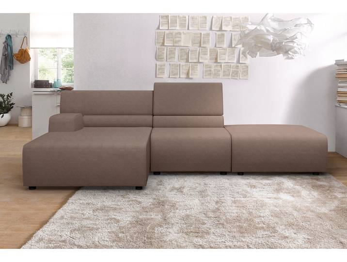 Ecksofa EGOITALIANO Babouche, Designsofa mit aussergewöhnlichem Sitzkomfort zum Wohlfühlen , braun (mud), B:287cm H:80cm T:98cm, Luxus-Micofaser Lederoptik (100% Polyester) ist ein neues technisches Gewebe mit einem visuellen und taktilen Aspekt, der dem Nubuk sehr nahe kommt, mit innovativen Eigenschaften. Seine ausserordentliche Weichheit kommt von einem exklusiven Produktionsprozess, der Unreinheiten und Unregelmässigkeiten beseitigt. Das Ergebnis ist eine bemerkenswert samtige Faser, die durch das Vorhandensein von Körnern verstärkt wird. Von der einfarbigen Eleganz der warmen Farben und der Vielfalt an trendigen Farben, die es zu seiner eigenen Stärke und Persönlichkeit machen., Sofas, Ecksofa