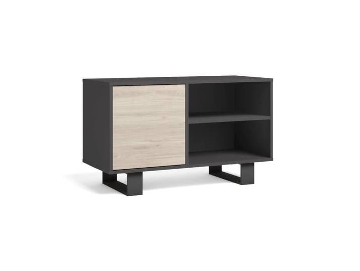 Meuble TV 100 salon WIND couleur Gris Anthracite-Chêne 95x40x57cm RF1002
