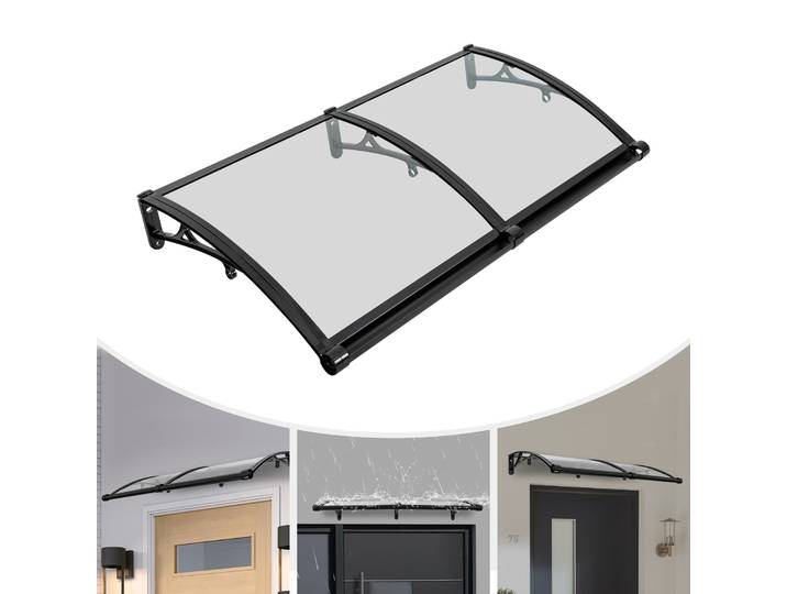 Auvent de porte arquée en alliage d'aluminium, 120x60cm, auvent de pluie et de soleil pour l'extérieur, arc de pluie pour portes d'entrée, balcons, Garages, cour