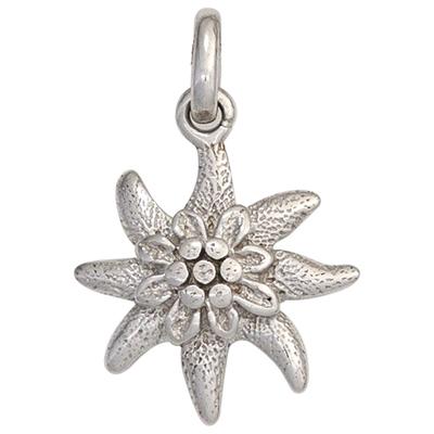 Kettenanhänger JOBO "Anhänger Edelweiß 15 mm", silber (silber 925), Schmuckanhänger, Damen, Silber 925 (Sterlingsilber), Kettenanhänger, 925 Silber rhodiniert matt