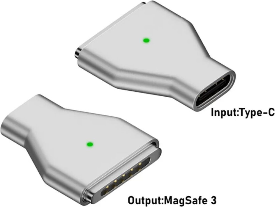 INF Type-C Female zu MagSafe 3 gerader Adapter, Aluminiumlegierung, 140W Schnellladung, kompatibel mit MacBook