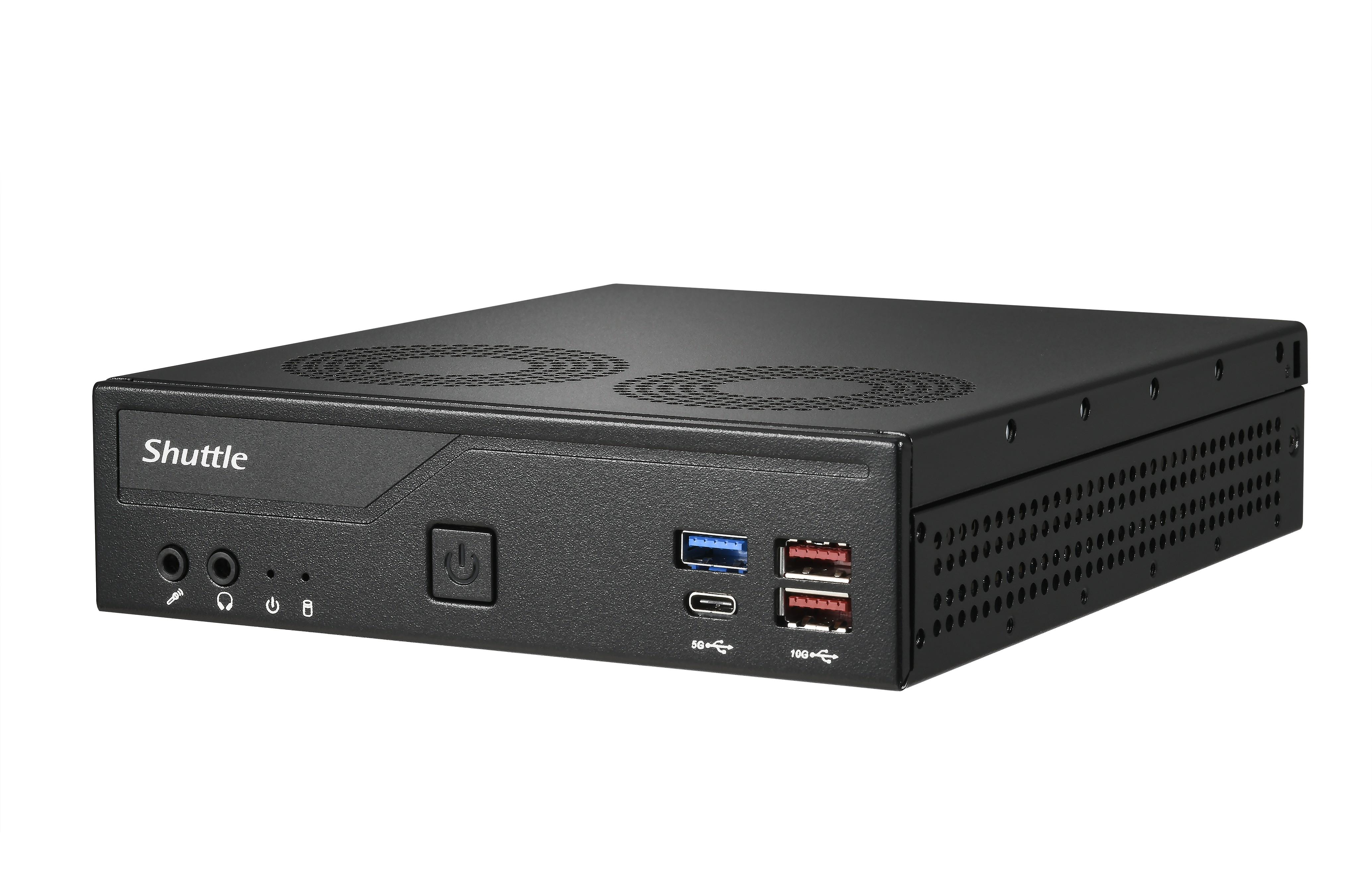 Shuttle Slim PC DH770 , S1700, 2x HDMI, 2x DP , 2x 2.5G LAN, 2x COM, 8x USB, 1x 2.5", 2x M.2, 24/7 Dauerbetrieb, inkl. VESA, 1,35 l großer PC, Mini-PC Barebone, Intel H770, LGA 1700, DDR5-SDRAM, PCI Express, Serial ATA III
