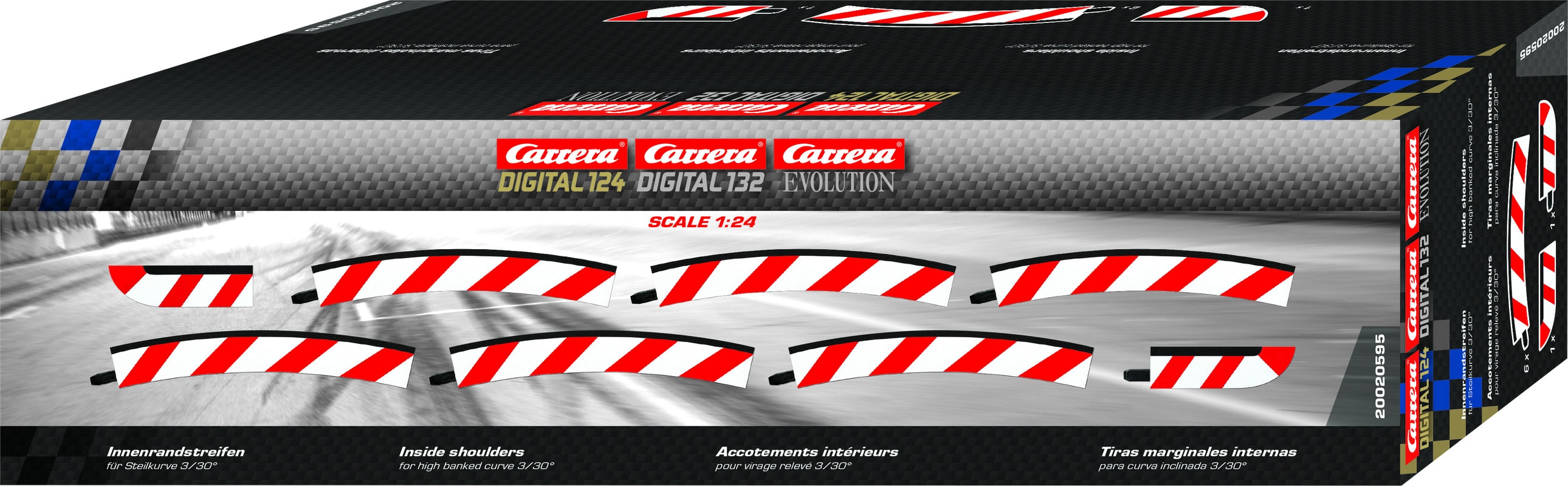 Carrera Digital 124 Innenrandstreifen für Steilkurve 3/30° (6), Endstücke (2)