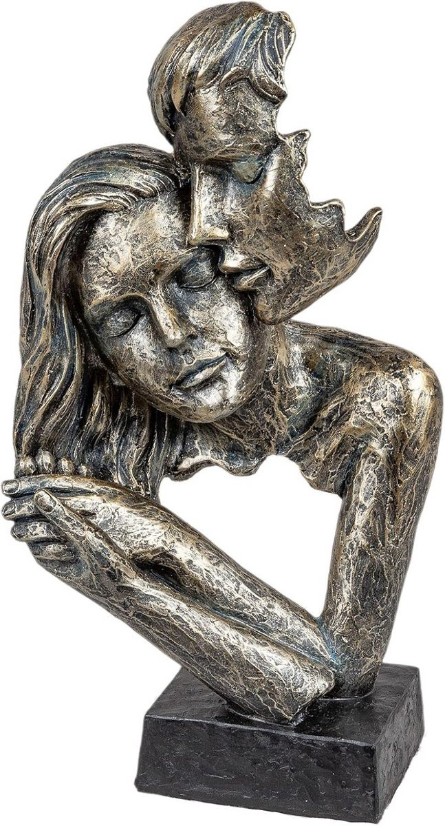 Sculptuur buste van een verliefd paar op een sokkel, Hoogte: 32 cm