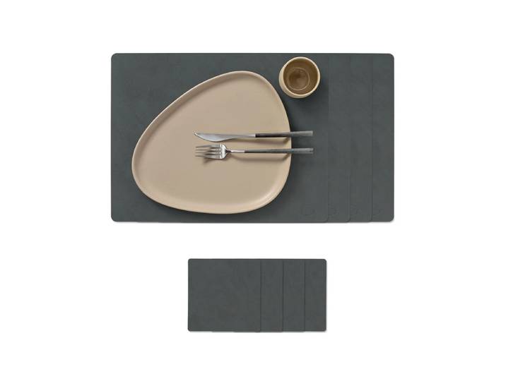 Lind DNA - Geschenkset Square L, Nupo anthrazit (4 Tischsets + 4 Glasuntersetzer)