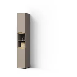BADSCHRANK Timavo Greige 30 x 180 cm mit Türen, und offenen Fächern