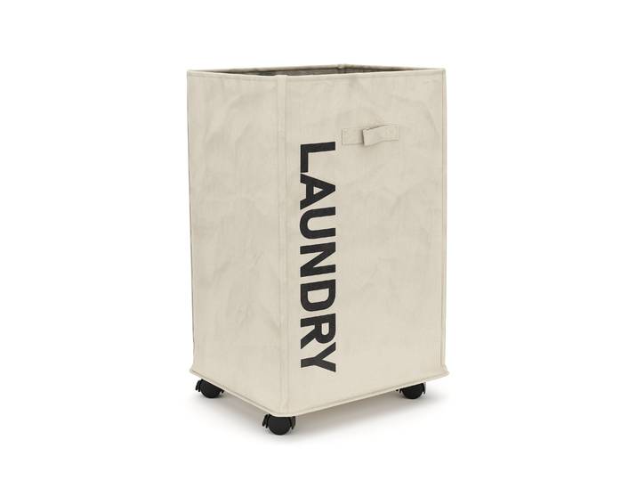Wäschekorb auf Rollen 83L beige