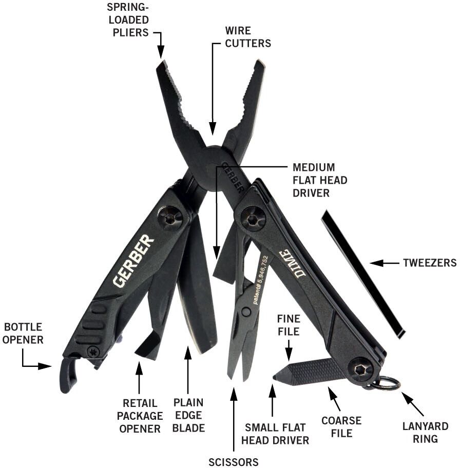 Gerber Multiverktyg Dime, svart