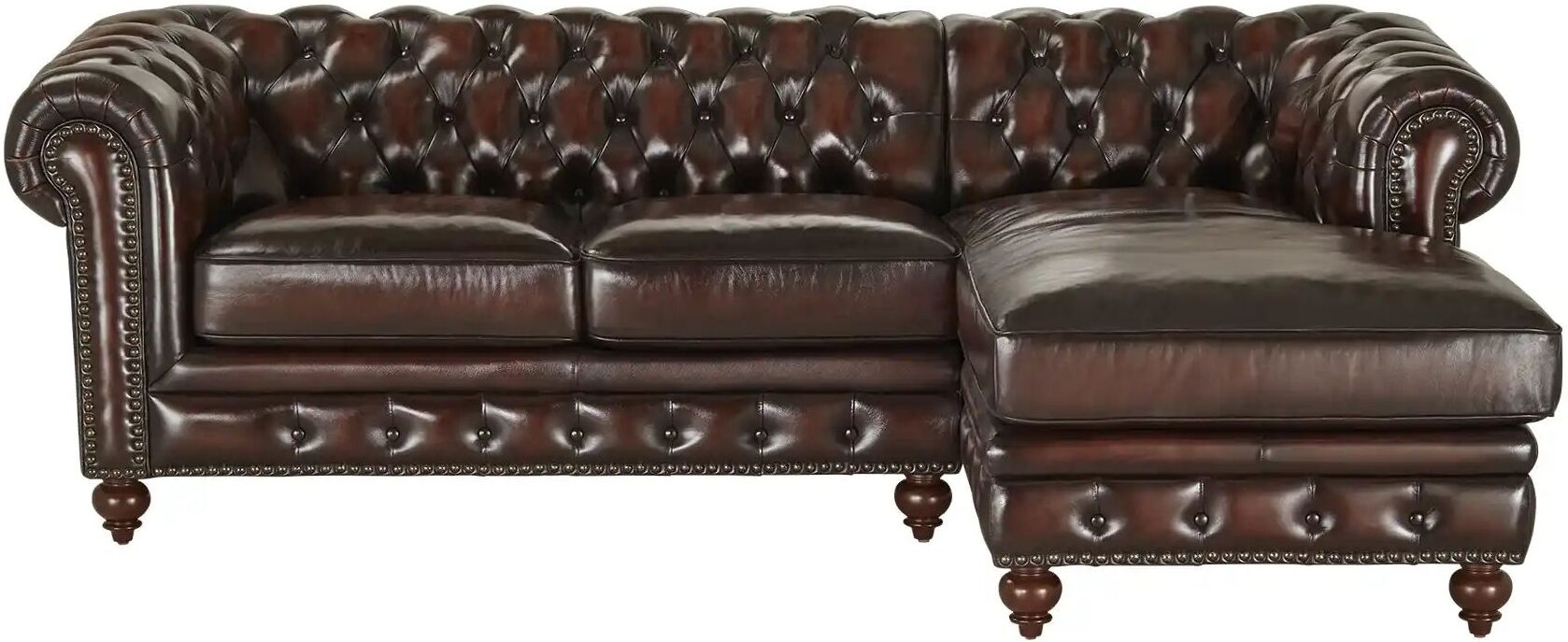 uno Ecksofa Bezug aus Echtleder Chesterfield ¦ braun