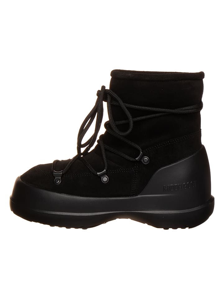 Moon Boot Leder-Winterboots "Luna" in Schwarz - 38