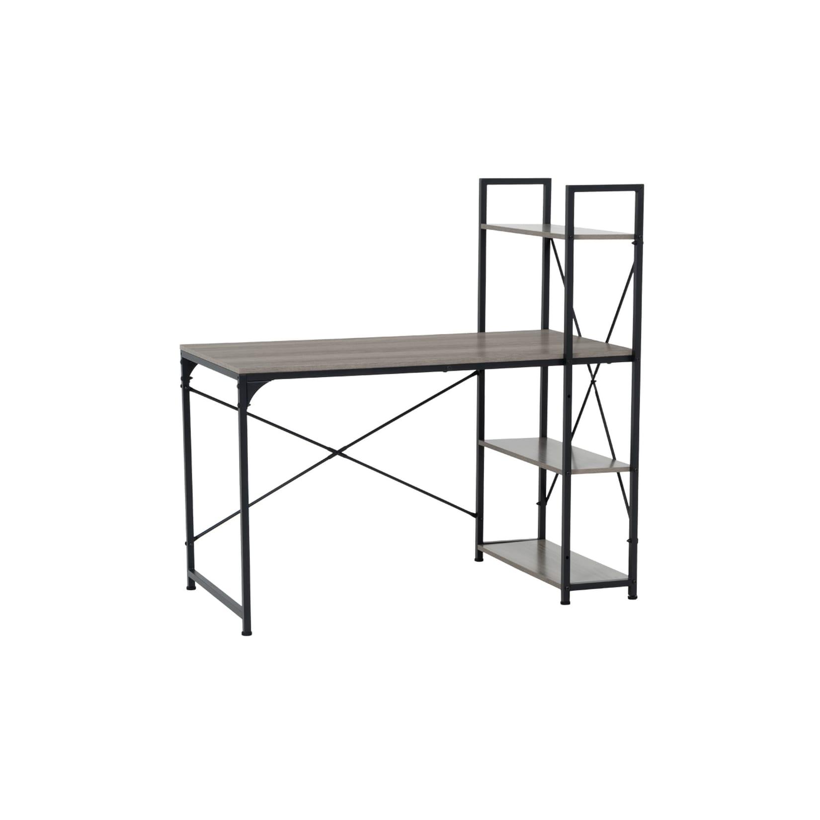Schreibtisch TUZLA mit Seitenregal 120 x 64 cm – Eiche Grau