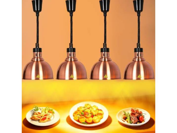 VFDZ Wärmelampe Küche Gastro, Einziehbare Speisenwärmer Lampe Buffet 25 cm Hängende Wärmelampe Gastronomie für Speisen, 250W Lebensmittel Wärmelampe Küche für Essen Buffet, Restaurant und Hotel