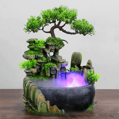 Inspire Essentials Feng Shui Desktop Water Fountain With LED Lights For Home And Office 110v