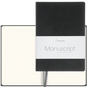 Hahnemühle Notizbuch Manuscript, recycletes Leder-Softcover, schwarz, 96 Blatt / 192 Seiten, 100 g/m², dotted, A5