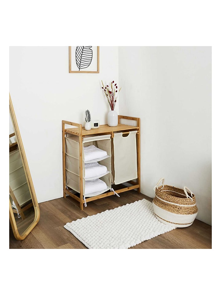 THE HOME DECO FACTORY Standregal in Natur/ Creme - (B)69,5 x (H)77 x (T)38 cm - onesize