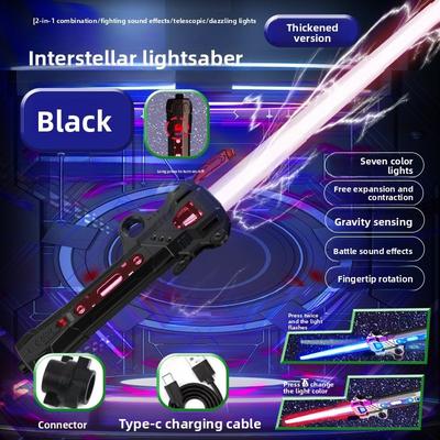 Youfap Market Colorful Glowing Sword Toy With Music & 2 in 1 Rotating Light For Kids black