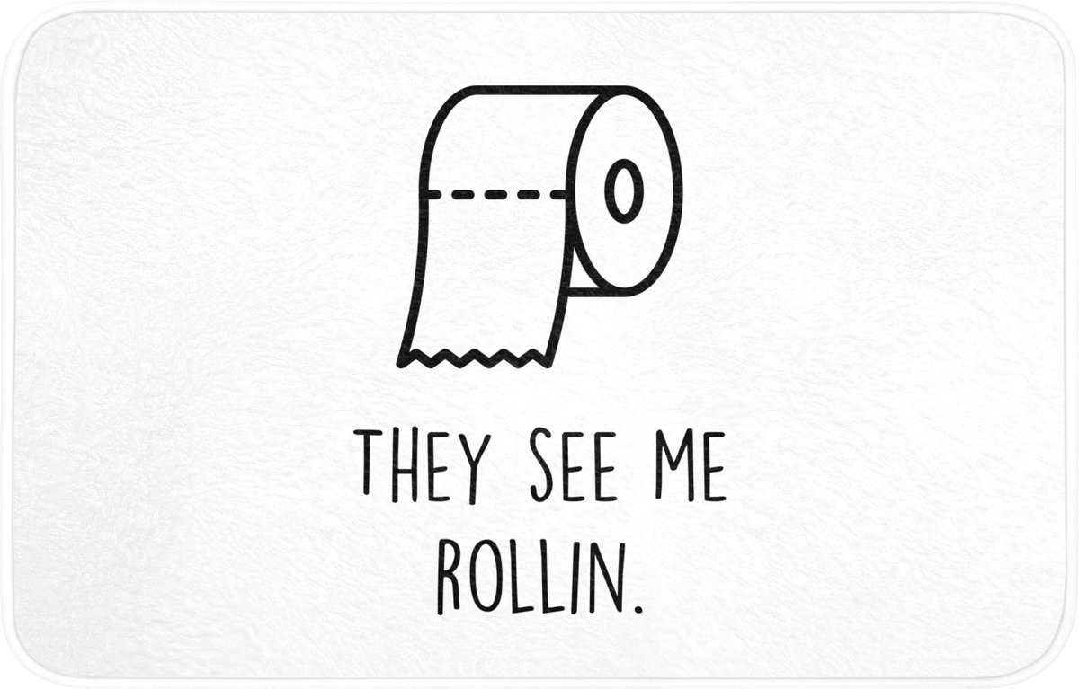 OnlyWow WC mat met quote They see me rollin - Wit - 80 x 50 cm