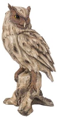 Hi-Line Gift Ltd. Driftwood Eagle Owl On Stump Statue