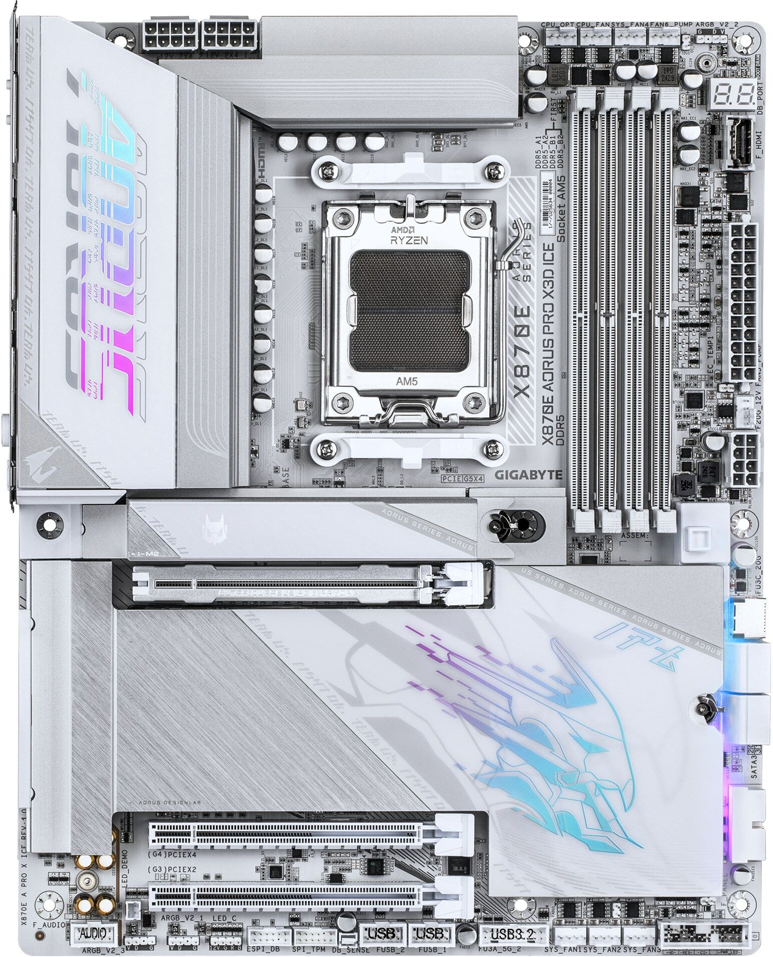 GIGABYTE X870E AORUS PRO X3D AMD AM5 ATX DDR5 Wi-Fi 7 Motherboard - White (ICE)