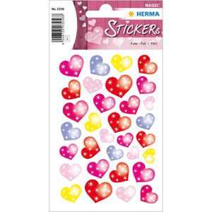 Herma Sticker Magic 3256, bunte Herzen, Prismaticfolie, 32 Aufkleber, 32 Stück
