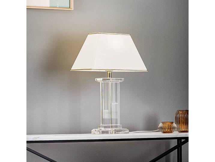 ORION Tischlampe Veronique, creme / amber, für Wohn- / Esszimmer, Kristall, Tischlampe