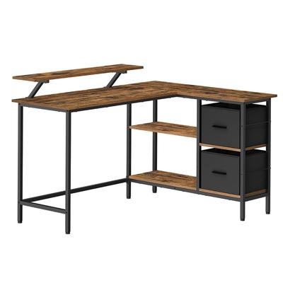 Helloshop26 - L-förmiger Schreibtisch mit 2 geräumigen Schubladen 105 x 135 x 89,5 cm Gaming-Schreibtisch mit Monitorständer 12_0004617
