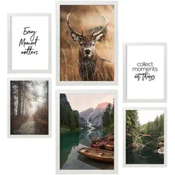 POSTER Set Mit 6 Winter Natur Wandbild A3 & A4 Weißer Rahmen