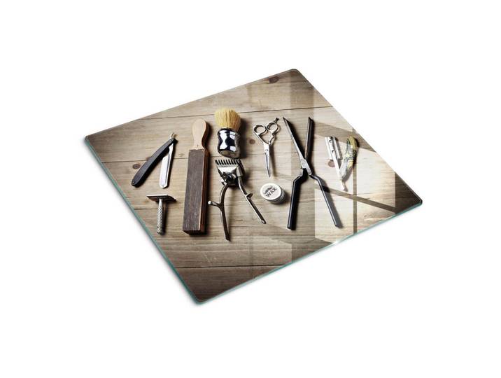 Tulup Glasplatte 60x52 cm Herrenfriseur, Braun, Glas, 60x0.4x52 cm, Küchen, Küchenelektrogeräte, Herde, Herdabdeckplatten