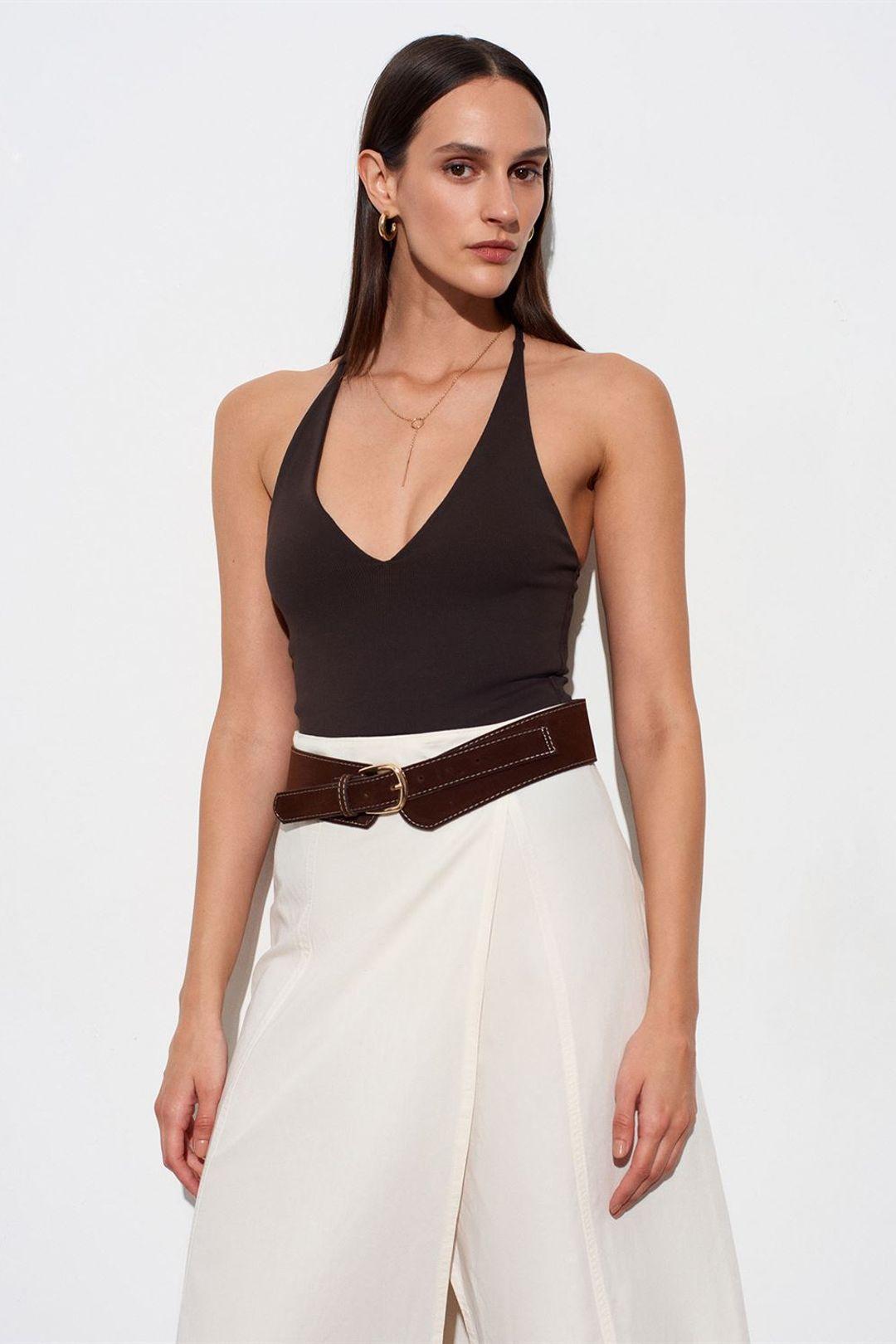Slim Fit Cut-Out Halter Bodysuit