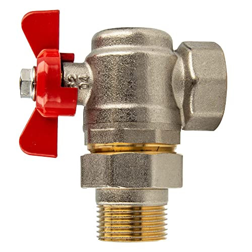 Tecuro Schuine kogelkraan met vlindergreep, G 1" x Rp 1" (DN20), vernikkeld messing