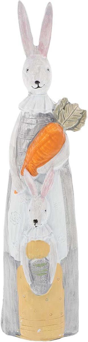 Wit Hars Konijn Beeldje - Paashaas Decoratie - 22 cm