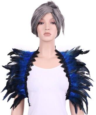 LightInthebox Carnival 2026Rio Carnival Samba Accessories Women's Royal Blue Black Feather Cape Shawl with Lace Trim Brazil Festival Performance Costume