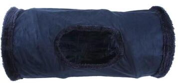 Inspired Finds CozyPlay Collapsible Cat Winter Suede Tunnel Interactive Play & Hideaway For Kittens, Puppies & Rabbits short Tunnel Navy
