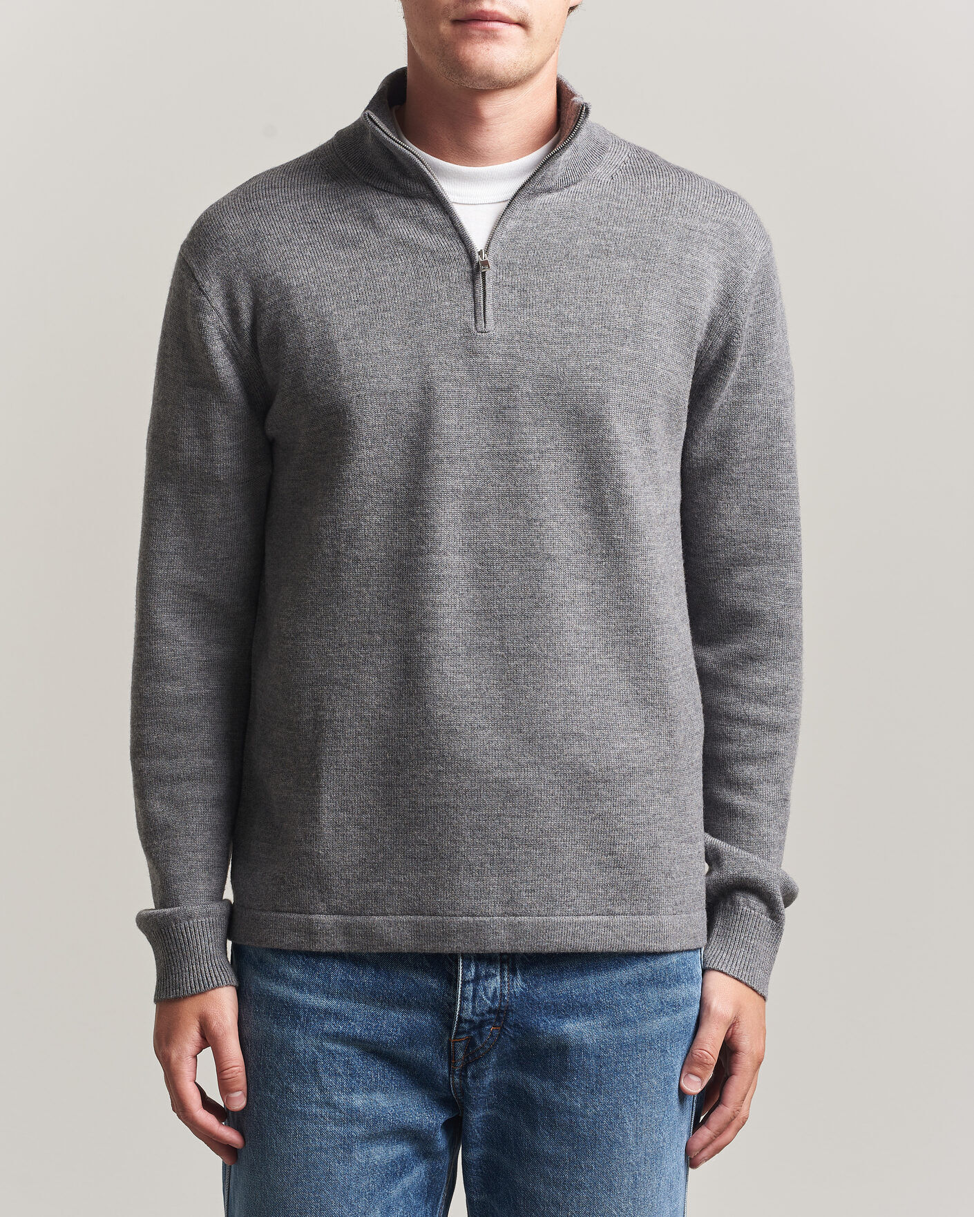 Tiger of Sweden Travis Wool Half Zip Concrete Melange men M Grå