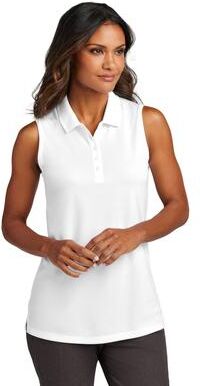 Port Authority LK110SV Women's Dry Zone UV Micro-Mesh Sleeveless Polo Shirt in White size 4XL   Polyester