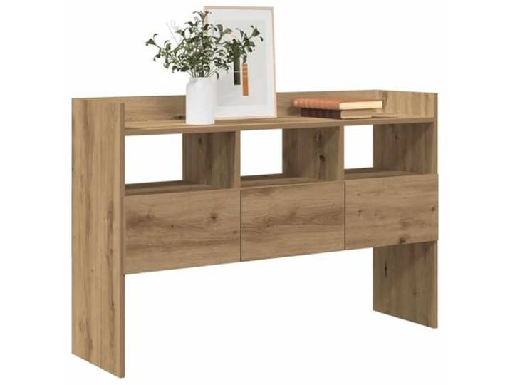 KTHLBRH Anrichte Spanplatte Eiche Handwerk 105 x 30 x 70 cm 3 Schubladen, 3 Einlegeböden, robuste Platte, Füße aus Holz und Metall, einfache Reinigung