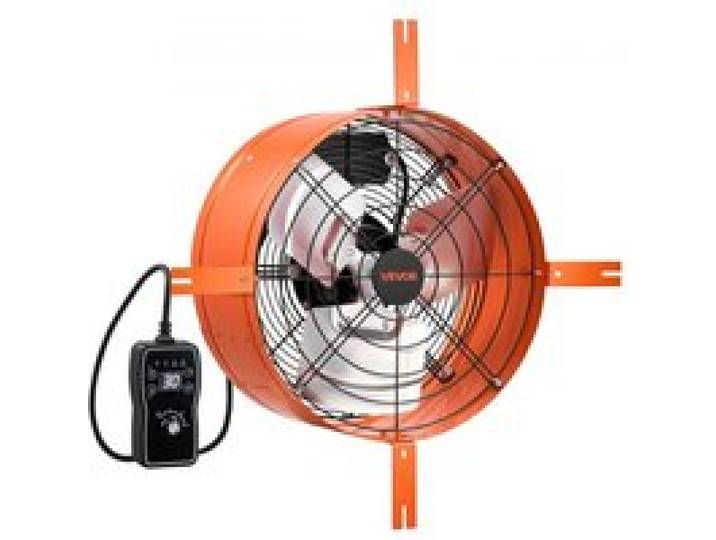 VEVOR Ventilateur d'Extraction pour Grenier 38,1 cm, Extracteur d'Air Mural 2803,4 m³/h avec Thermostat, pour Garage, Maison, Entrepôt, Atelier, Boîtier en Acier Carbone, Supports de Montage, Orange